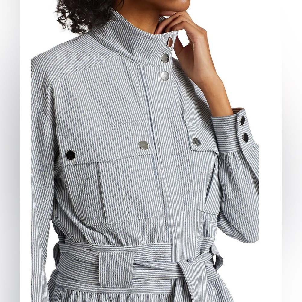 Veronica Beard York Seersucker Bomber Jacket Size Medium - Picture 3 of 16